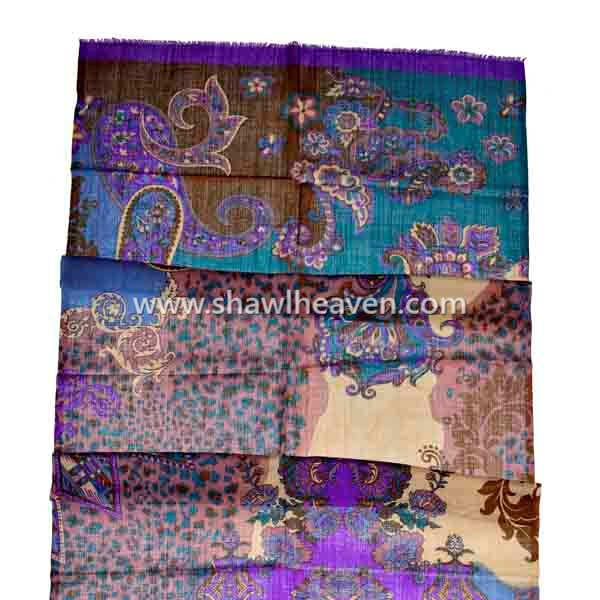 Digital print wool scarves and shawls
